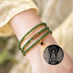 Vòng ngọc bích cuốn 3 charm phổ chiếu vàng ( TRSV VHM 005 )