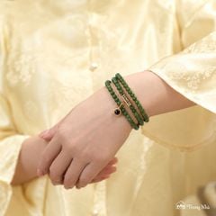 Vòng ngọc bích cuốn 3 charm phổ chiếu vàng ( TRSV VHM 005 )
