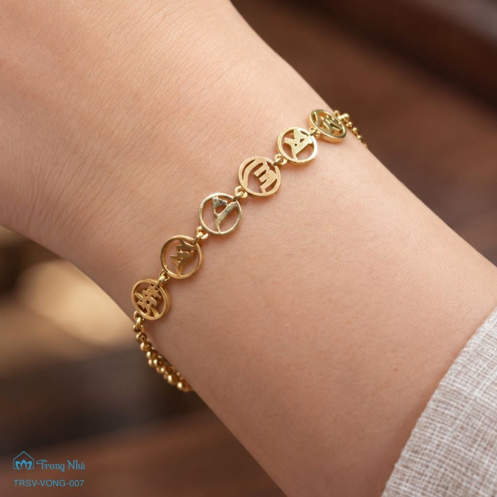 Lắc vàng Om mani padme hum khắc tròn ( TRSV VONG 007 )