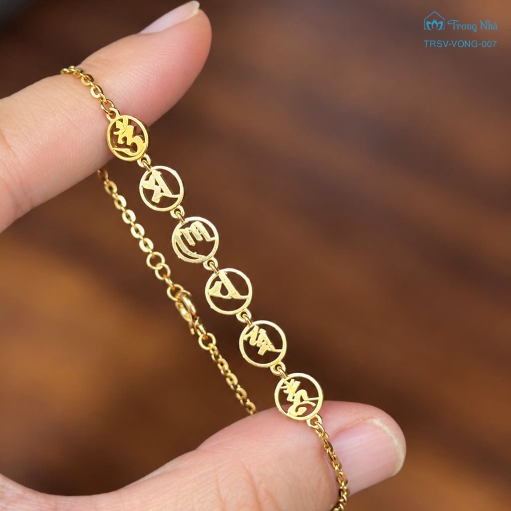 Lắc vàng Om mani padme hum khắc tròn ( TRSV VONG 007 )