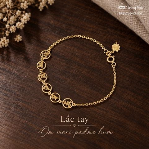 Lắc vàng Om mani padme hum khắc tròn ( TRSV VONG 007 )
