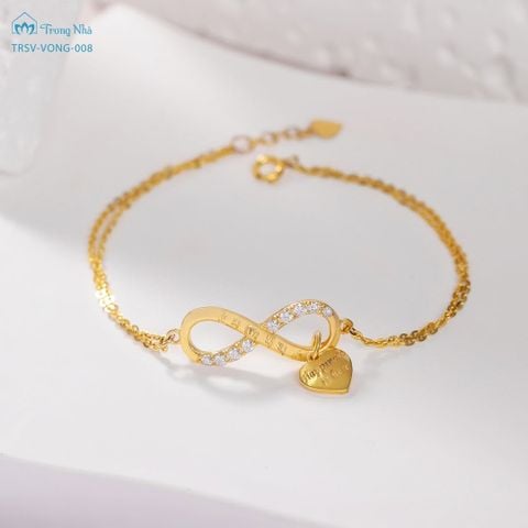 Lắc tay vàng Hạnh Phúc Luôn Ở Đây - charm vô cực om mani padme hum