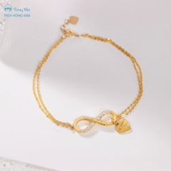 Lắc tay vàng Hạnh Phúc Luôn Ở Đây - charm vô cực om mani padme hum