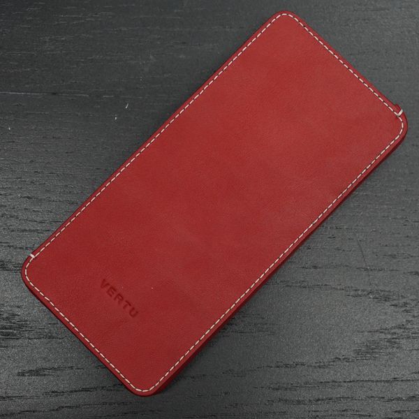  Bao da bê Togo Pháp cho IVertu màu đỏ, viền chỉ trắng (ngang) 