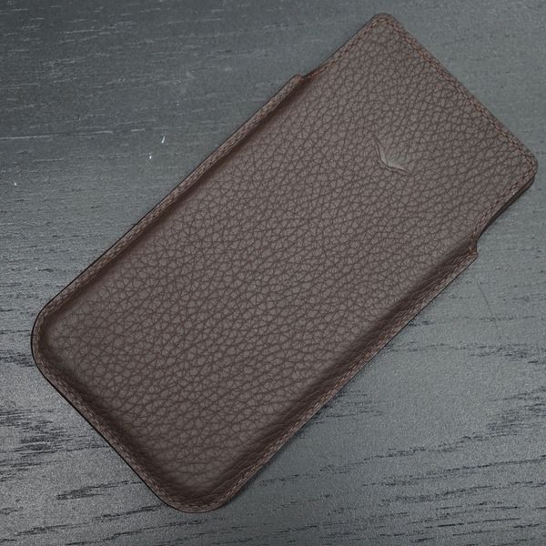  Bao da bê Togo Pháp cho IVertu màu nâu đậm (dọc) 