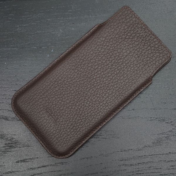  Bao da bê Togo Pháp cho IVertu màu nâu đậm (dọc) 