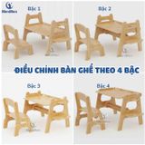  Bộ bàn ghế Gỗ MenMen Montessori Học, Chơi, Vẽ có trục giấy cho Bé từ 2-8 tuổi 