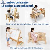  Bộ bàn ghế Gỗ MenMen Montessori Học, Chơi, Vẽ có trục giấy cho Bé từ 2-8 tuổi 