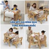  Bộ bàn ghế Gỗ MenMen Montessori Học, Chơi, Vẽ có trục giấy cho Bé từ 2-8 tuổi 