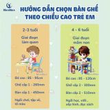  Bộ bàn ghế Montessori gỗ tự nhiên có cuộn giấy vẽ cho bé 3–6 tuổi 