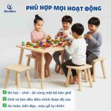  Bộ bàn ghế Montessori gỗ tự nhiên có cuộn giấy vẽ cho bé 3–6 tuổi 