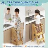  Learning Tower MenMen Montessori - Tháp Học Tập & Ghế Bậc Thang Gỗ Gấp Gọn, Chống Ngã, Điều Chỉnh 2 Cấp Độ Cho Bé Tự Lập ( Từ 3- 7 Tuổi) 