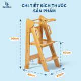  Learning Tower MenMen Montessori - Tháp Học Tập & Ghế Bậc Thang Gỗ Gấp Gọn, Chống Ngã, Điều Chỉnh 2 Cấp Độ Cho Bé Tự Lập ( Từ 3- 7 Tuổi) 