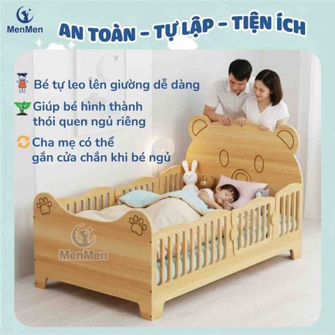giuong go tai gau cho be menmen plywood an toan montessori
