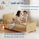  Giường Gỗ MenMen Montessori Tai Gấu Có Hông Chắn Bảo Vệ Bé Cho Bé 2-10 tuổi 
