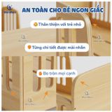  Giường Gỗ MenMen Montessori Tai Gấu Có Hông Chắn Bảo Vệ Bé Cho Bé 2-10 tuổi 