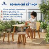  Bàn Ghế Gỗ MenMen Montessori Có Thể Điều Chỉnh Chiều Cao Cho Bé Mầm Non 
