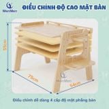  Bộ bàn ghế Gỗ MenMen Montessori Học, Chơi, Vẽ có trục giấy cho Bé từ 2-8 tuổi 