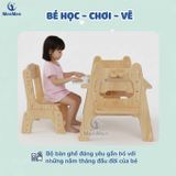  Bộ bàn ghế Gỗ MenMen Montessori Học, Chơi, Vẽ có trục giấy cho Bé từ 2-8 tuổi 