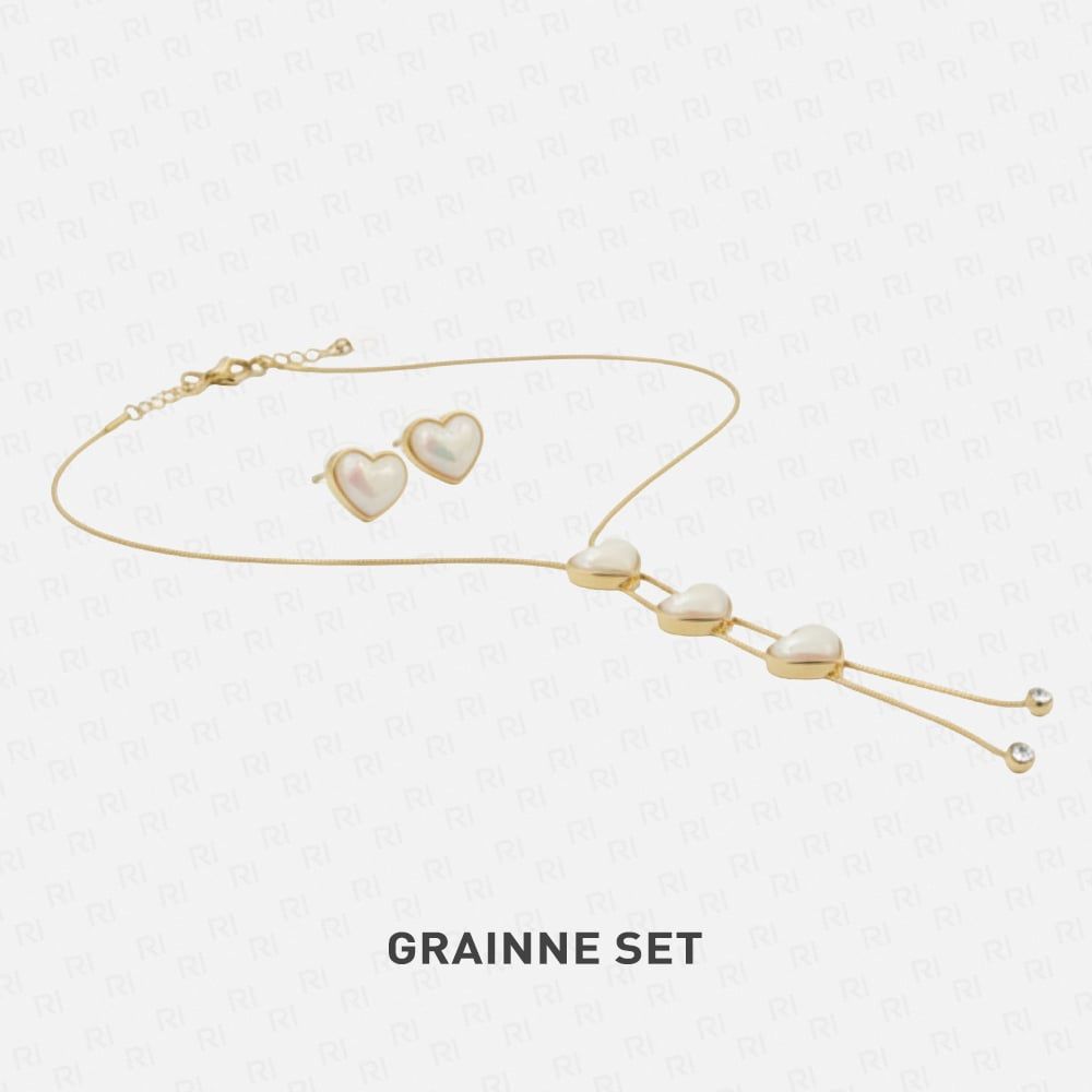 GRAINNE Bộ vòng cổ và khuyên tai Stainless Steel