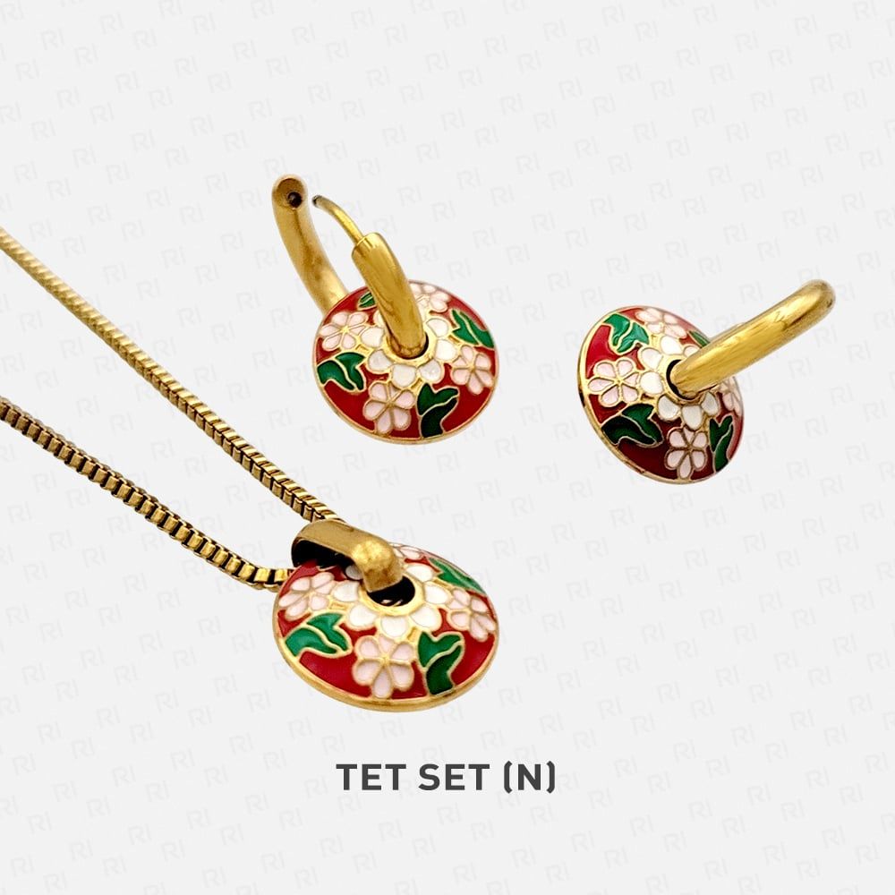 TET (N) Bộ vòng cổ và hoa tai Stainless Steel