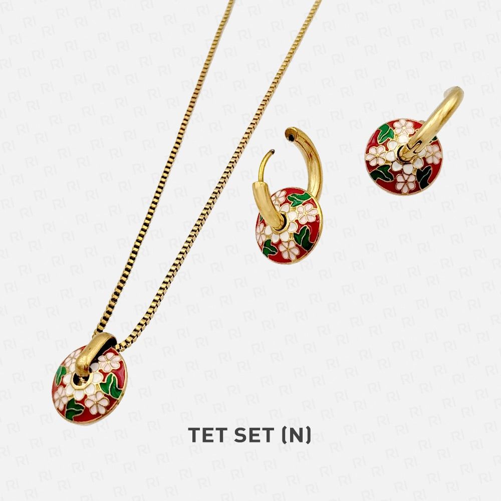 TET (N) Bộ vòng cổ và hoa tai Stainless Steel