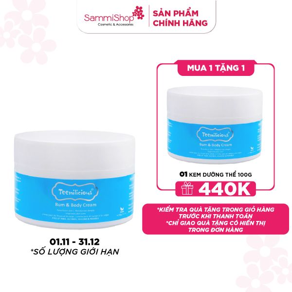 01.11 - 31.12 Teenilicious Kem dưỡng thể Bum & body cream 100g