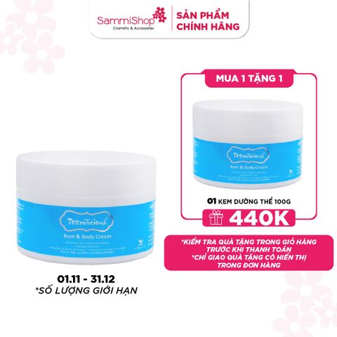 01.11 - 31.12 Teenilicious Kem dưỡng thể Bum & body cream 100g