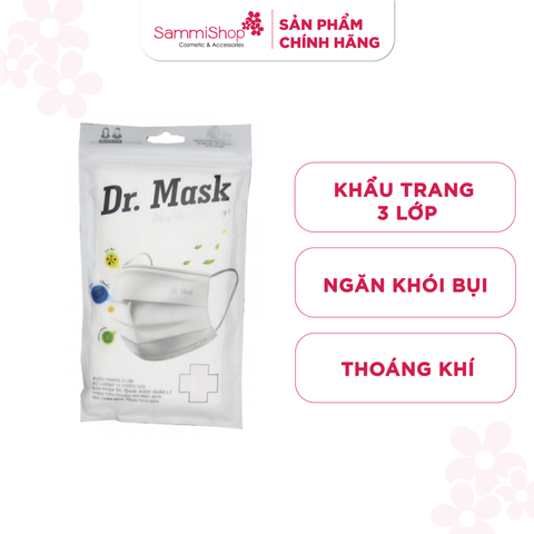 01.05 - 31.05 Dr.Mask Túi Khẩu trang 3 lớp 10 chiếc - Trắng KT08
