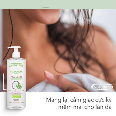 Evoluderm Gel tắm Detox tinh chất Dừa Trà xanh 500ml