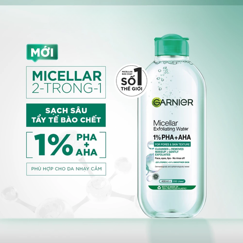 Garnier Nước Tẩy Trang Micellar Exfoliating Water For Pores & Skin Texture