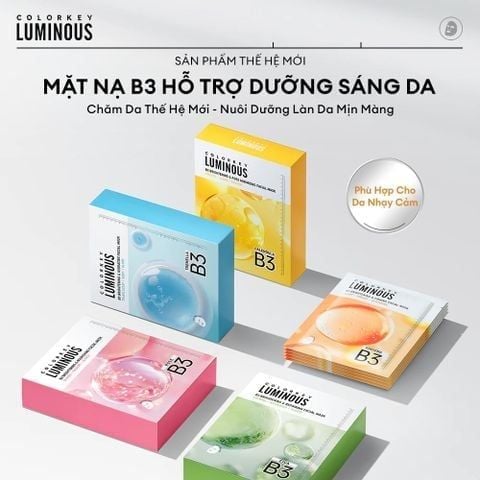 01.05 - 31.05 COMBO 3 COLORKEY Mặt nạ giấy Luminous B3 Facial Mask 30ml