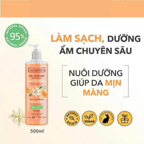 Evoluderm Gel tắm tinh chất Hoa Cam 500ml