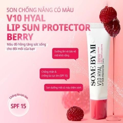 [date 9/2027] Some By Mi Son dưỡng chống nắng V10 Hyal Lip Sun Protector SPF15 #Berry 7ml
