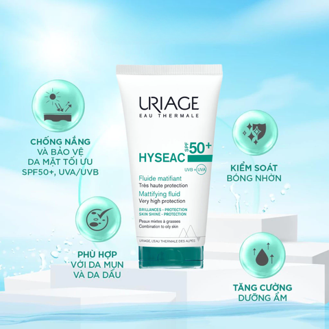 Uriage Kem chống nắng Hyseac SPF50+ UVB+UVA Fluide Matifiant 50ml