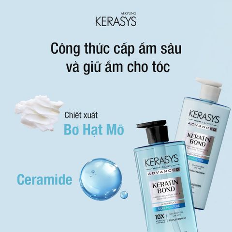 Kerasys Dầu xả Advanced Keratin Bond Silky Moisture Treatment 600ml
