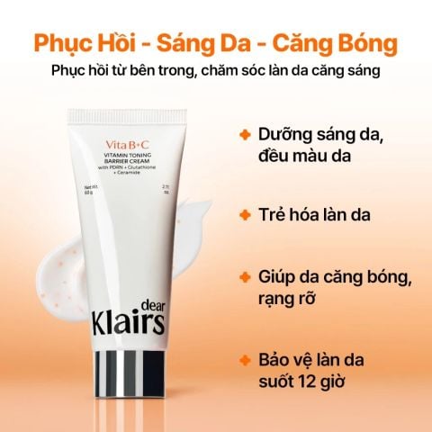 Dear Klairs Kem dưỡng Vitamin Toning Barrier Cream 60g