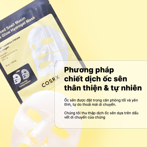 COSRX Mặt nạ Advanced Snail Mucin Glass Glow Hydrogel Mask 34g (1 miếng)