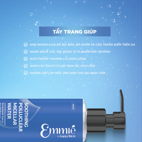Emmie by Happyskin Nước Tẩy Trang Soothing Polluclear Micellar Water 220ml