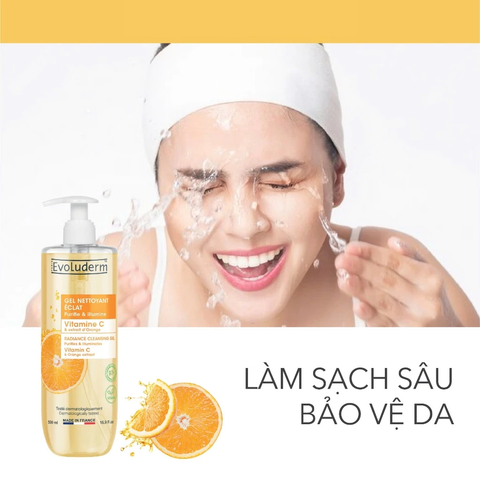 Evoluderm Gel rửa mặt Vitamin C 500ml