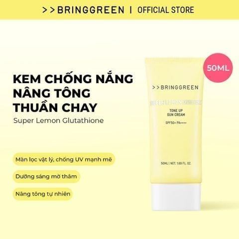 [date 8/2027] Bring Green Kem chống nắng Super Lemon Glutathione Tone Up Sun Cream 50ml
