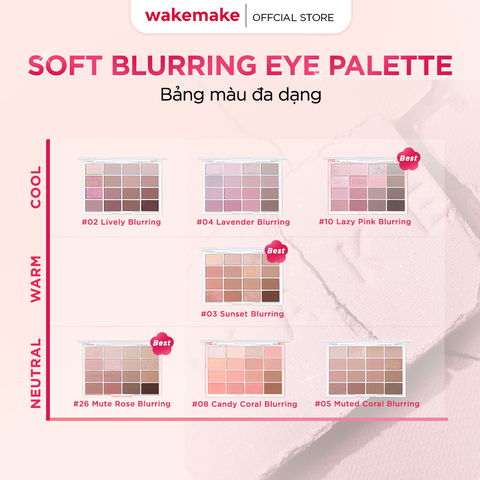 M1T1 01.04 - 15.04 Wakemake Bảng phấn mắt Soft Blurring Eye Palette 14g