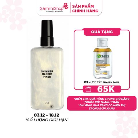 3CE Xịt khóa nền Shimmer Makeup Fixer 95ml