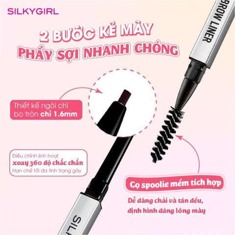 Silkygirl Chì mày hai đầu 3D Ultra Fine Brown Liner 0.1g