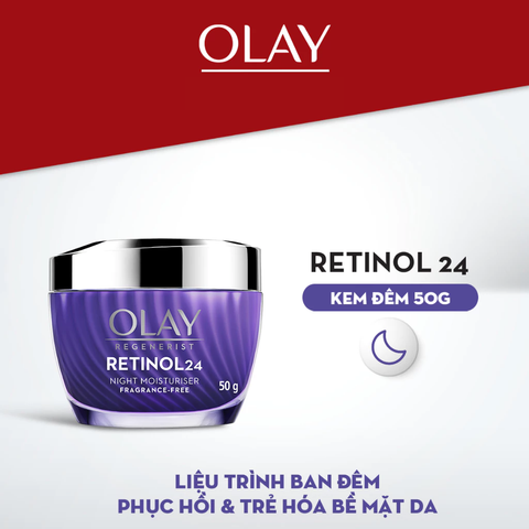 Olay Kem dưỡng ẩm trẻ hóa ban đêm Retinol 24 Night Moisturiser 50g