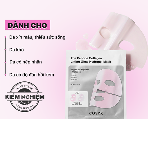COSRX Mặt nạ The Peptide Collagen Lifting Glow Hydrogel Mask 34g (1 miếng)