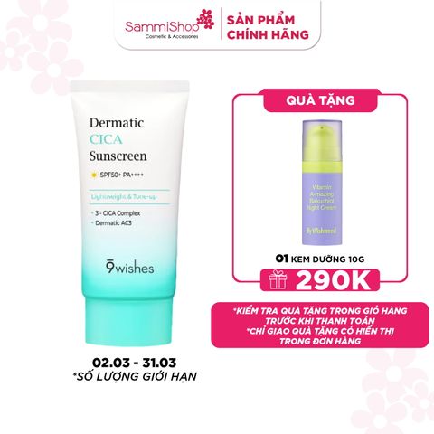 9 Wishes Kem chống nắng Dermatic Cica Sunscreen SPF50+ PA++++ 50ml
