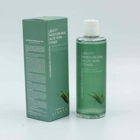 Jigott Nước hoa hồng Moisture Real Aloe Vera Toner 300ml