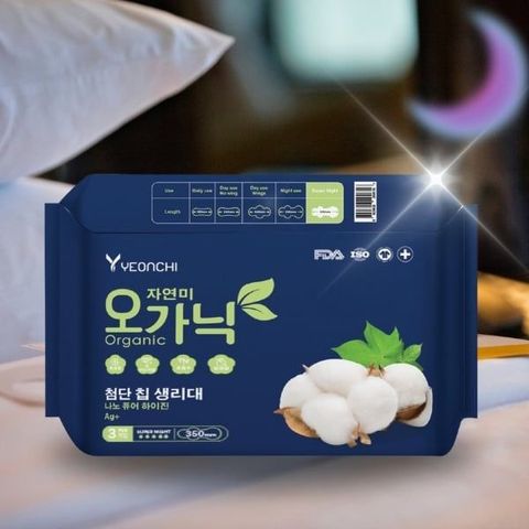 Yeonchi Băng vệ sinh siêu ban đêm Organic 3 miếng