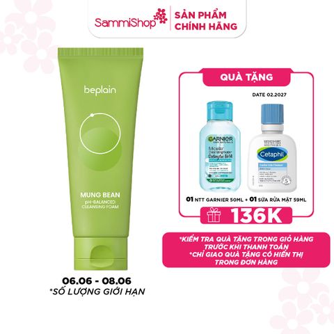 APP+WEB SPIKEDAY 6-7-8/6 Beplain Sữa rửa mặt Mung Bean pH-Balanced Cleansing Foam 160ml